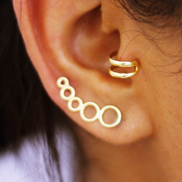 FAKE Tragus Earring, Tragus Cuff, Double Ear Cuff, Helix Cuff, Gold Ear Cuff no Piercing, Faux Tragus Piercing,EarCuff, Minimalist  Earrings