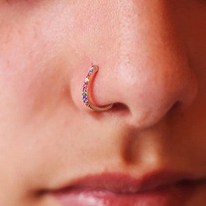 Nose Cuff with Gem, Fake Nose Piercing, Crystal Nosecuff, Pierceless, Faux Nose Ring Jewelry no Piercing Needed, Pierce-Less Nose Ring