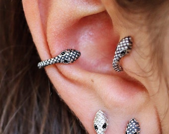 Snake Conch Earring,  Cartilage Earring, Conch Hoop Earring, Conch Piercing, Conch ring, Silver Conch Earring