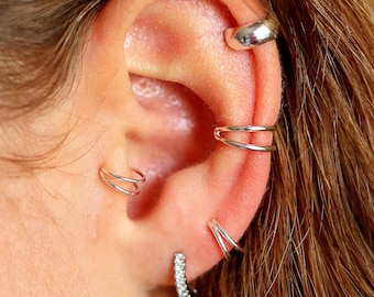 Double Conch Hoop, Gold Conch Piercing, Cartilage Earring