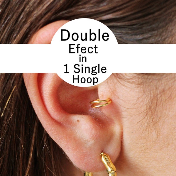 Double piercing tragus, boucle d'oreille or tragus, boucle d'oreille hélice vers l'avant, cerceau double cartilage, piercing conque, bijoux piercing tragus