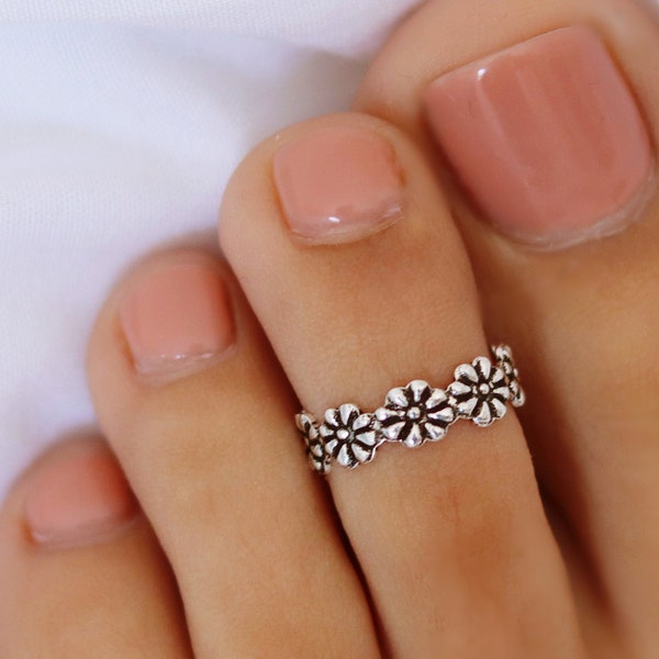 Daisy Toe Ring, Sterling Silber Ring, Midi Ring, Knuckle Ring, Sommer Schmuck, Band Ring, Geschenk für Sie, Mama, Schwester, Beste Freundin