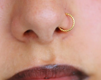 Gold Nose Ring, Gold Nose Hoop, 20g 22g Nose Ring Hoop, Helix earring, Nostril Nose Piercing,  8mm 7mm 6mm Nose Ring, Nose Jewelry