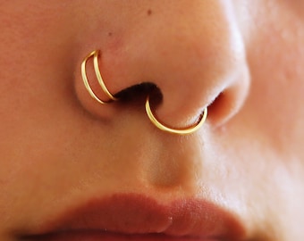 22G/20G/18G/16G Nose Ring, Double Nose Ring, Gold Nose Hoop, Conch Hoop, Helix Hoop, Tragus Hoop Earring, Cartilage Hoop Earring , Rook Hoop