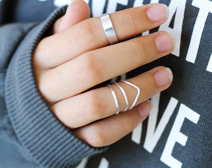 Stackable Midi Ring Silver Knuckle Ring Stackable Ring Set - Etsy