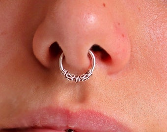 Beaded Fake Septum Ring, Fake Nose Ring, Faux Septum Ring, Fake Piercing, Nose Cuff no Piercing