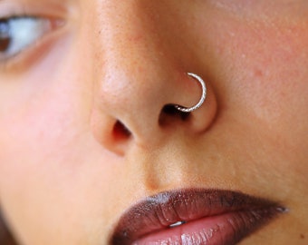 Silver Nose Ring, 20g 22g Nose Ring Hoop, 8mm 7mm 6mm Nose Ring, Gold Nose Hoop, Thin Hoops Rings for Nose Piercings or Ears No Hinge Design