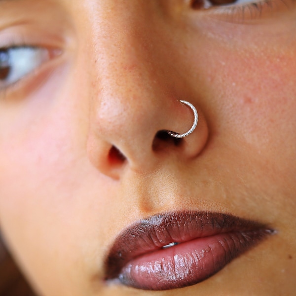 Thin Nose Ring, Sterling Silver Nose Ring, Dainty Nose Cuff, Nose Hoop, Nose Ring Hoop, Nose Piercing, Nose Jewelry, Gift for Her or Him