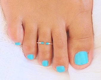 Open Toe Ring - Turquoise Toe Ring - Foot Jewelry - Sterling Silver Toe Ring - Body Jewelry - Bagues orteil