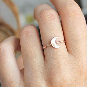 Moon Ring - Simple Rose Gold Ring - Stacking Rings -  Moon Phases - Thin Gold Ring