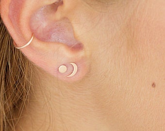 Moon Earrings - Minimalist Earrings - Tiny Stud Earrings - Sister Gift - Dainty Earrings -  Gift For Her - Crescent Moon - Best Friend Gift