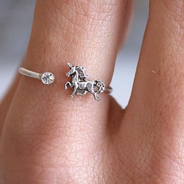 Unicorn Open Ring - Inspirational Ring - Unicorn Birthday Gift for Girl - Unicorn Ring - Dainty Ring Unicorn  Delicate Ring  Adjustable Ring