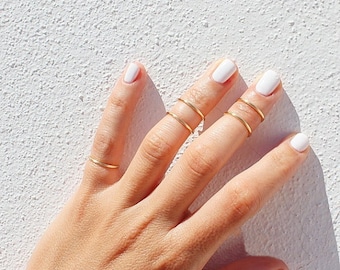 5 Gold Knuckle Rings - Gold Ring Set -  Gold Stacking Rings - Above the Knuckle Ring - Midi Rings - Gold Ring Set of 5 by Tiny Box