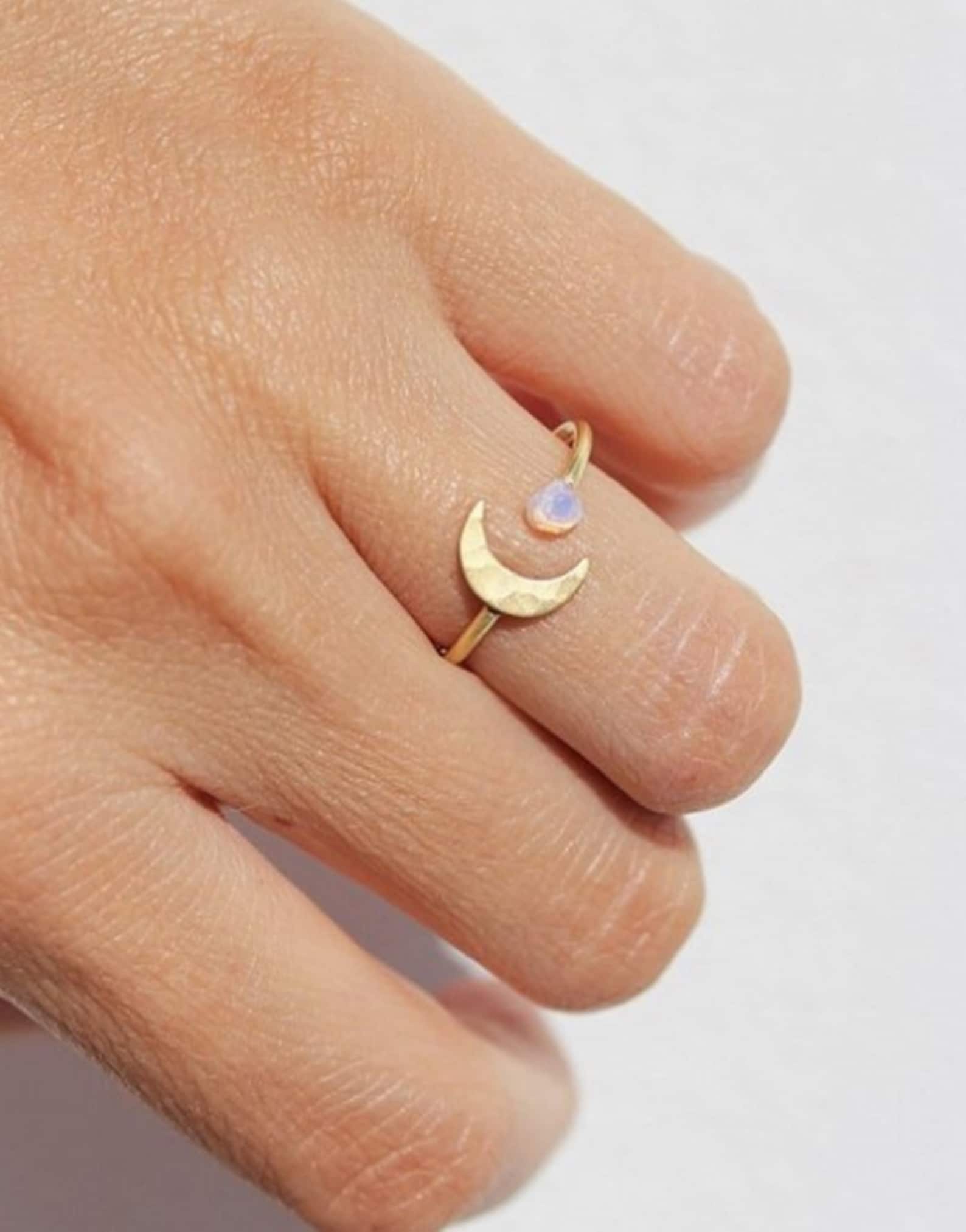 Opal Ring Girlfriend Gift Opal Moon Ring Rose Gold Opal Etsy