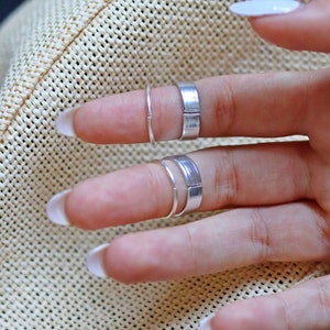 Conjunto de anillos de nudillo de plata de 3 por encima de los anillos de nudillo, anillo midi apilable, anillos, anillo de nudillo medio imagen 8