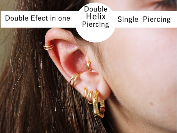 Double Helix Piercing, Helix Earring Hoop, Tiny Cartilage Hoop ...