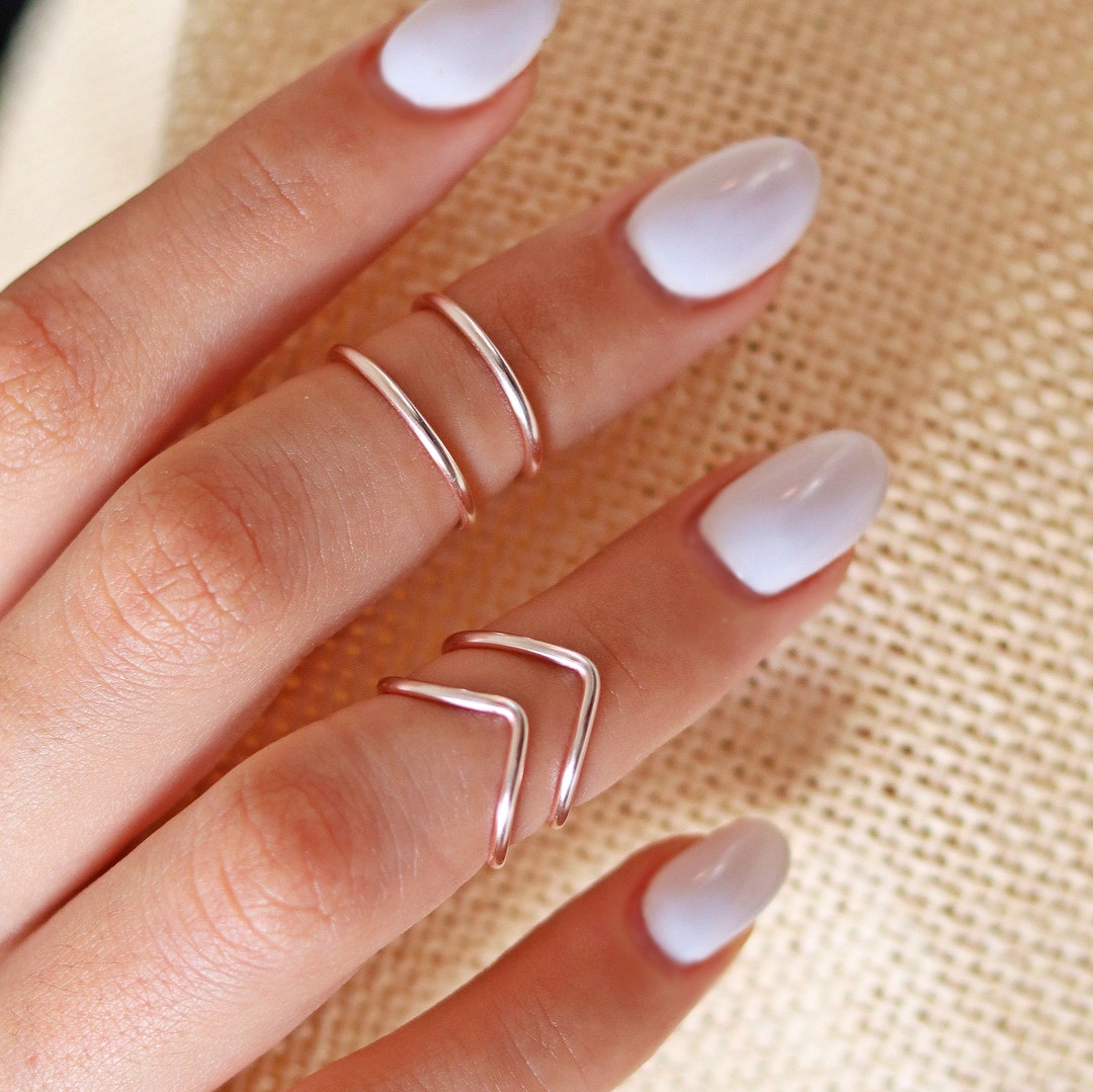 4 Midi Ring Rose Gold Rose Gold Thin Rings Knuckle Ring Set Midi Ring Stacking Rings Above the Knuckle Rings Etsy Ireland