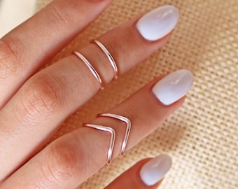 4 Midi Ring Rose Gold, Rose Gold Thin Rings,  Knuckle Ring Set,  Midi Ring,  Stacking Rings , Above The Knuckle Rings