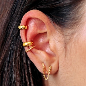 Gold Ear Cuff no Piercing, Ear Cuffs, Non Pierced Earrings, Silver Ear Cuff, Edgy Earrings