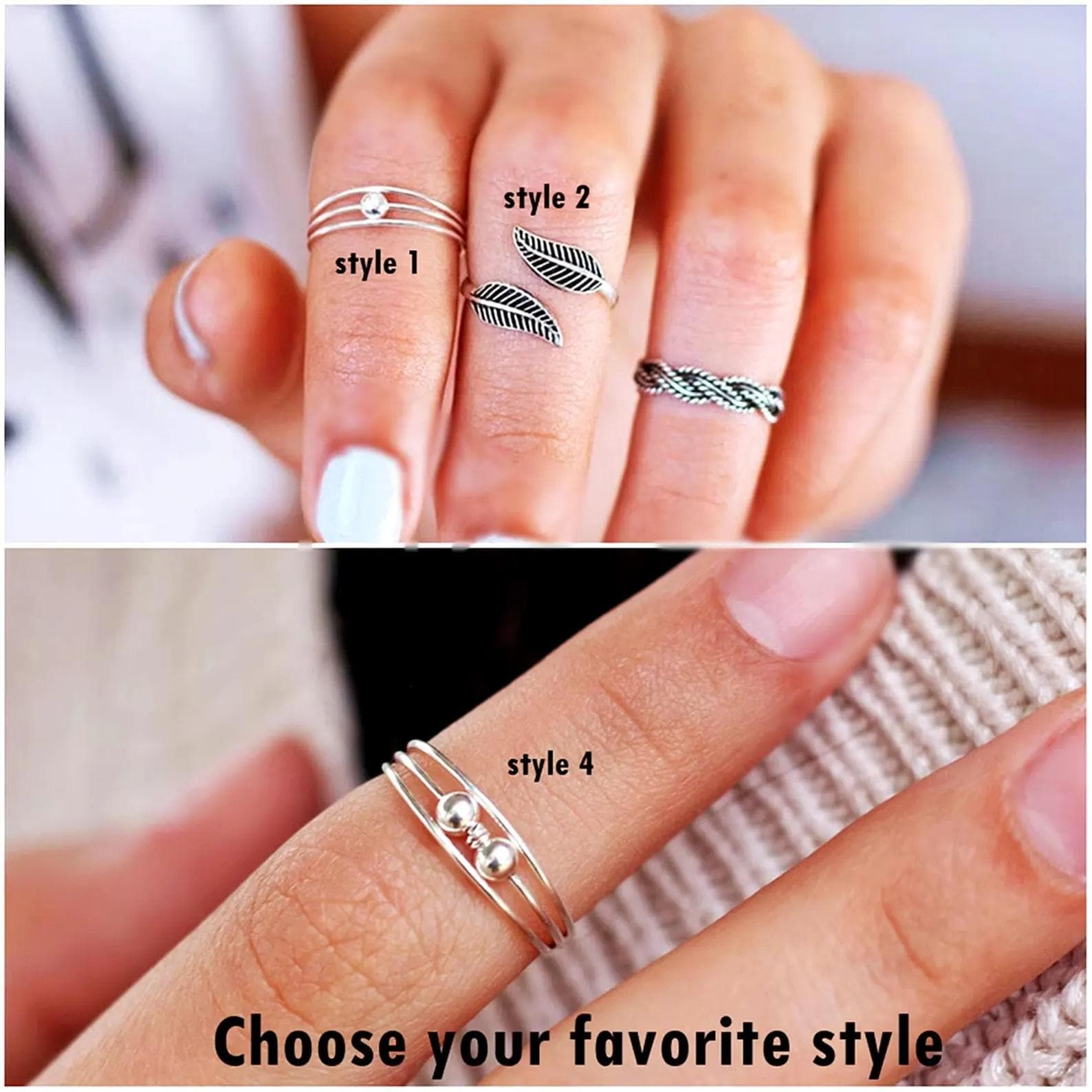 Triple Band Midi Ring, Sterling Silver Pinky Ring
