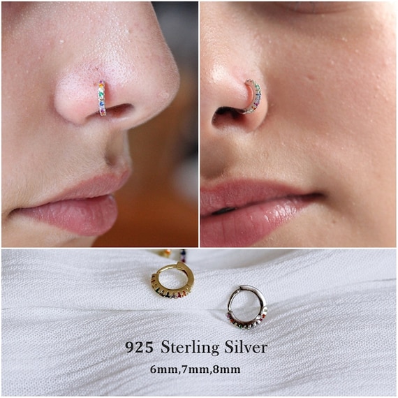 6mm 7mm 8mm Multicolor CZ Nose Hoop Nose Ring Hoop Helix