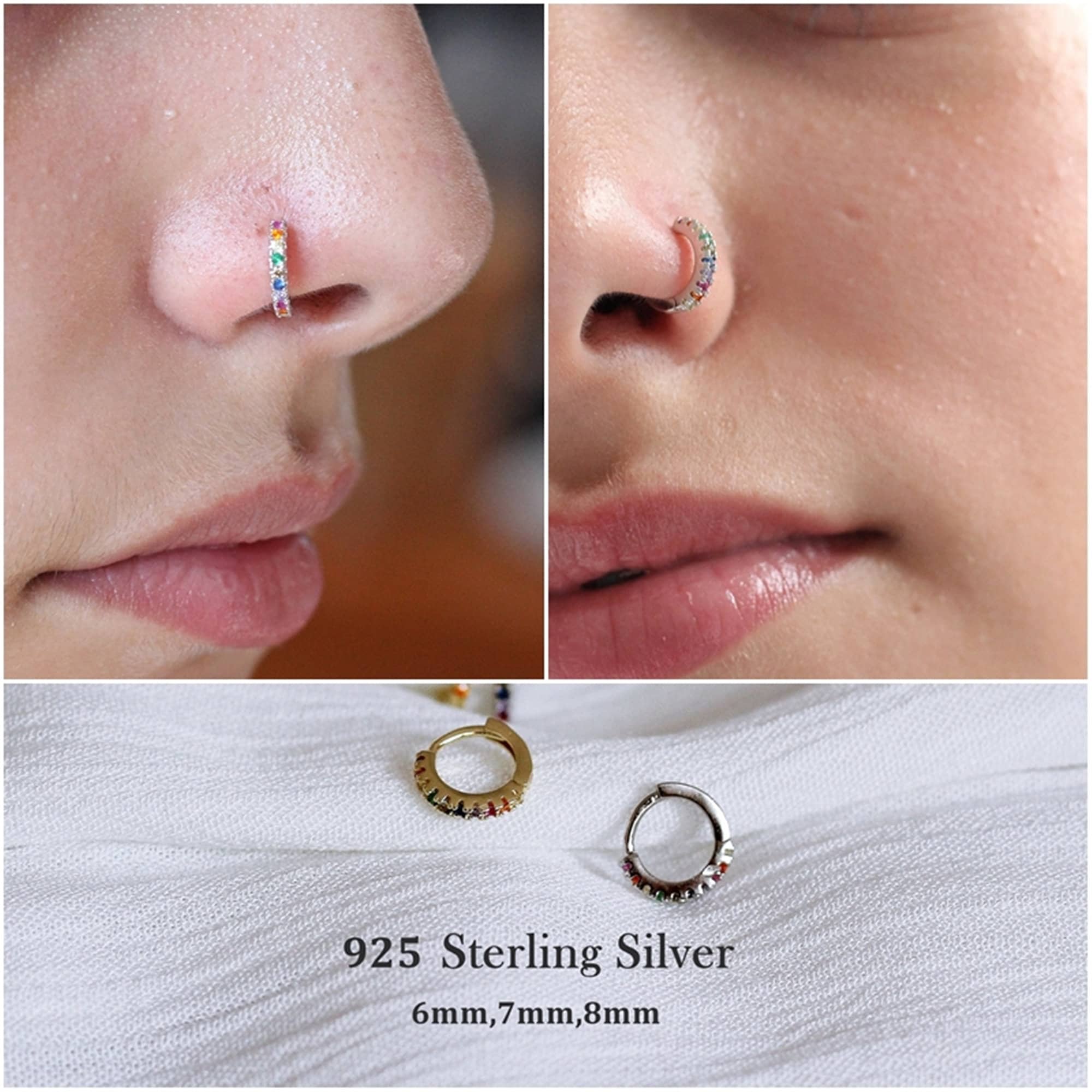 Set Of (6) Surgical Steel Silver And Gold Nose Ring Hoop 6mm 22 Gauge Hot  🔥… | eBay