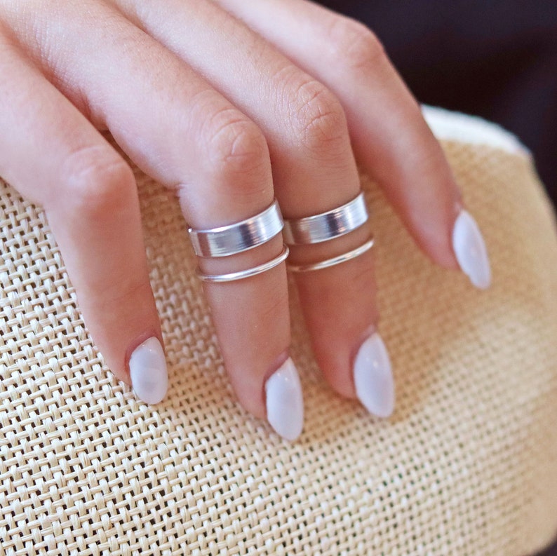 Stackable Midi Ring Silver Knuckle Ring Stackable Ring Set Silver Ring Rings Mid Knuckle Ring Stacking Ring Set of 4 by TinyBox image 10