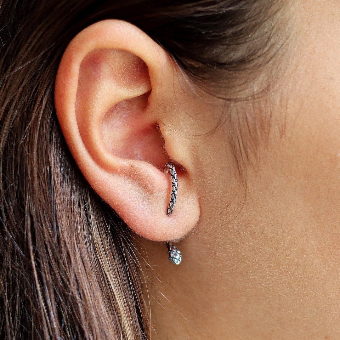 Snake Earrings, Front Back Earrings, Grunge Jewelry, Mismatched Earrings, Edgy Earrings, Ear