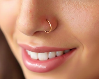 Fake Nose Ring in Sterling Silver Gold or Rose Gold Vermeil, Fake Septum Ring