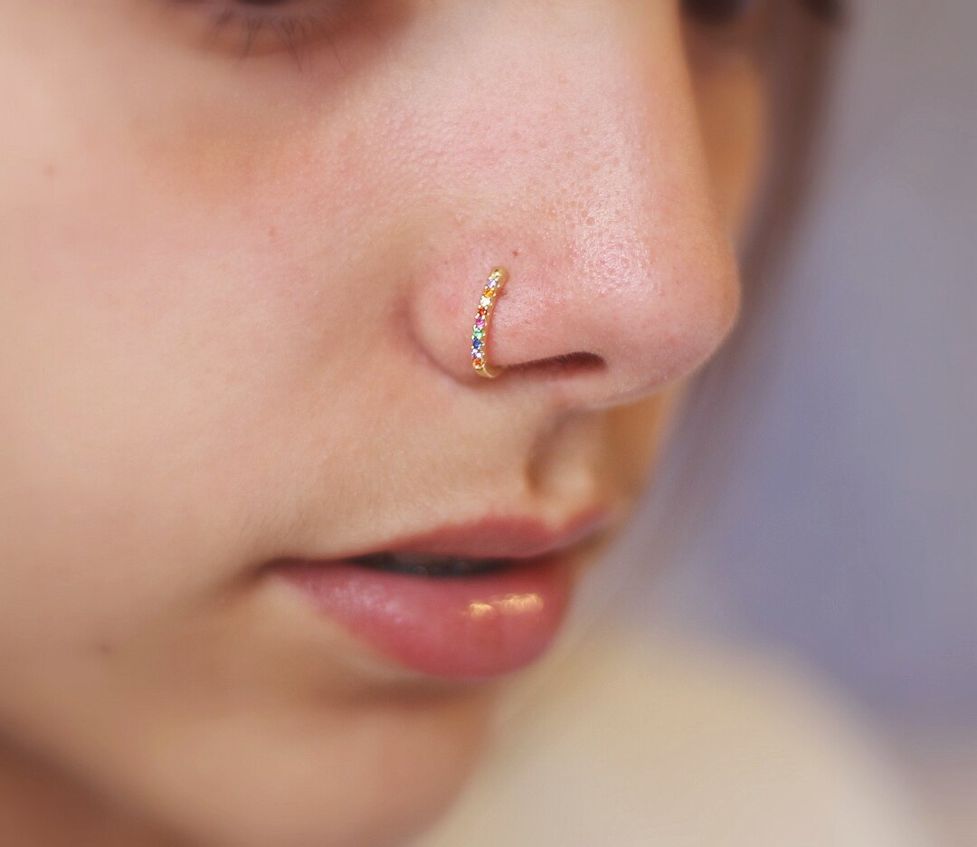 Nose Cuff With Gem, Fake Nose Piercing, Crystal Nosecuff, Pierceless, Faux Nose Ring Jewelry No