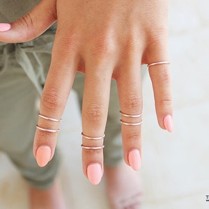 7 Rose Gold Midi Rings, Knuckle Ring Set, Rose Gold Stack Rings, Above Knuckle Rings, Rose Gold Knuckle Ring Set,7 Midi Rings, Mother Gift 画像 4