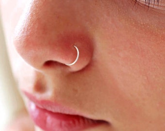 Sterling Silver Nose Ring Hoop, Septum Ring