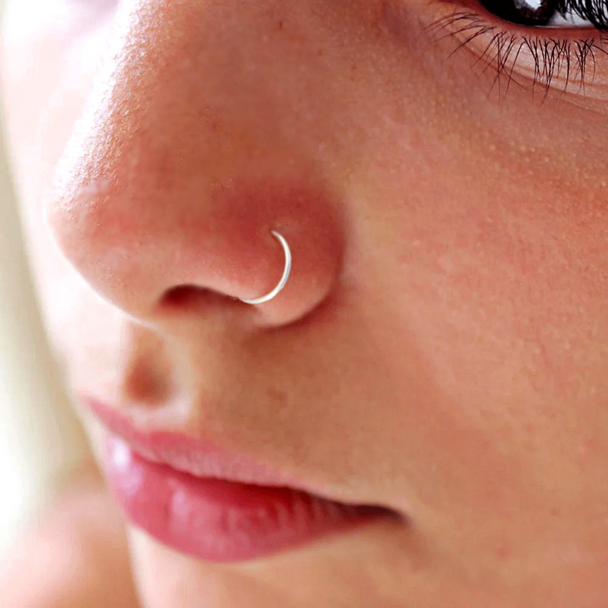 Amazon.com: 14k Solid Gold Nose Ring Hoop | 22g Piercing Jewelry | 22 Gauge  8mm 5/16 inch inner diameter : Handmade Products