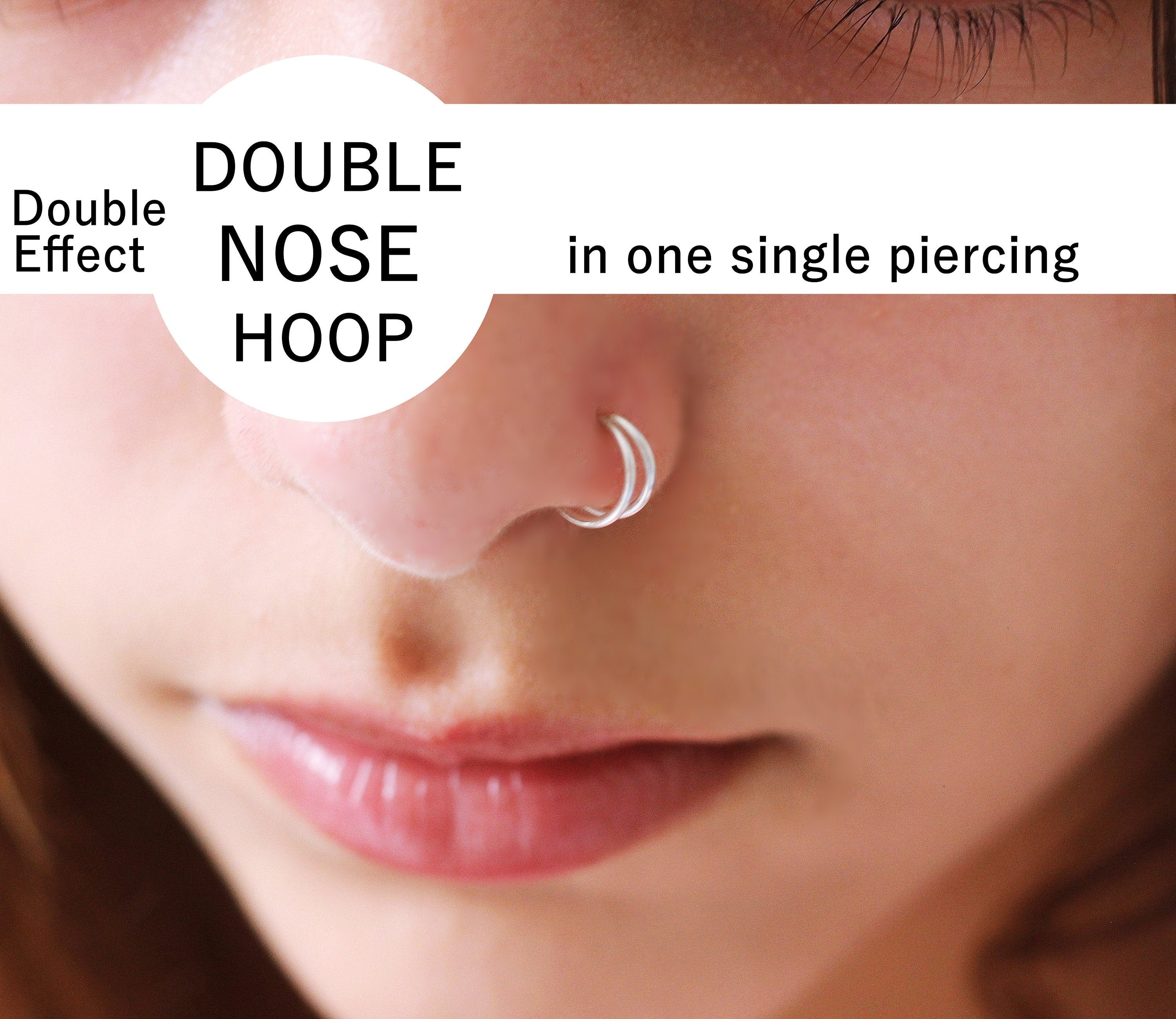 Double Hoop Nose Ring Single Pierced - Moonli Designs