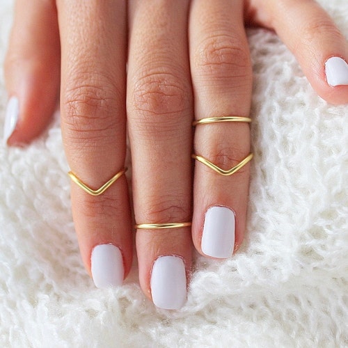 Vintage Rings Silver Gold Plated Crystal Above Knuckle Ring Band Midi Ring Set