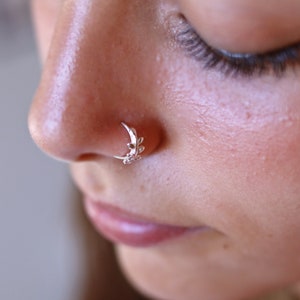 Branches Nose Ring, Gold Nose Ring Hoop, Sterling Silver Nose Hoop