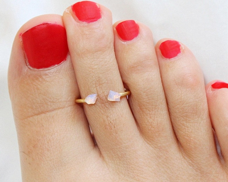 Raw Stone Toe Ring, Druzy Toe Ring, Sterling Silver Toe Ring , Minimal Modern Jewelry, Minimal zdjęcie 2