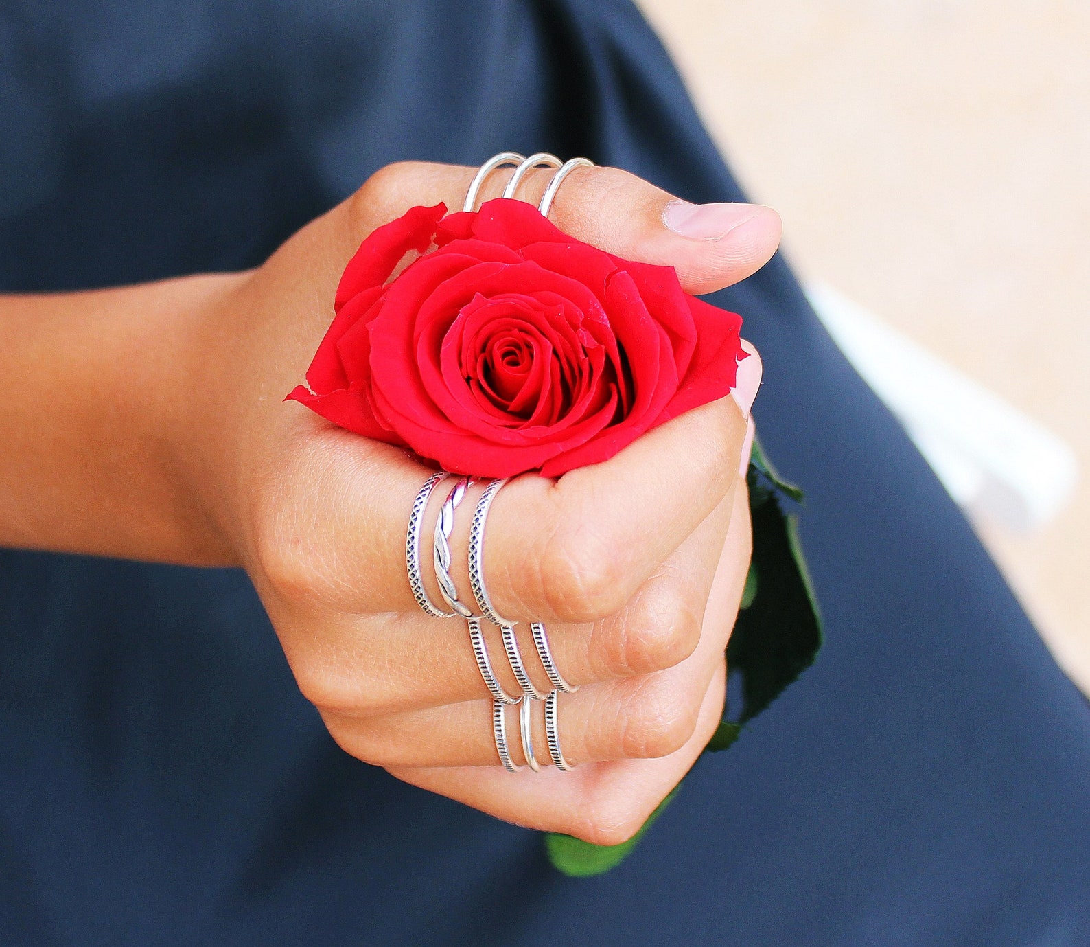 4 Sterling Silver Boho Stackable Rings Set Box of 4 Silver Etsy