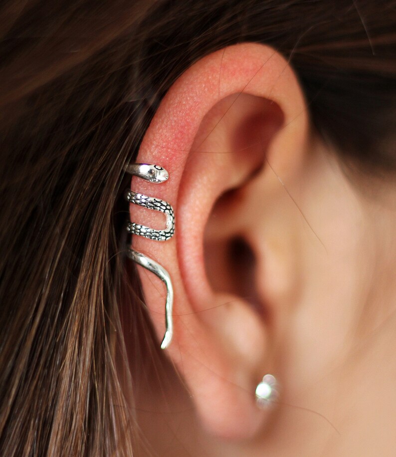 Snake Ear Cuff Sterling Silver Ear Cuff No Piercing Snake Etsy