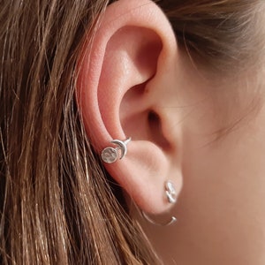 Moon Ear Cuff, Conch Piercing, Celestial Conch Hoop , Ear Cuff no Piercing, Fake Conch Piercing Ear Cuff image 2