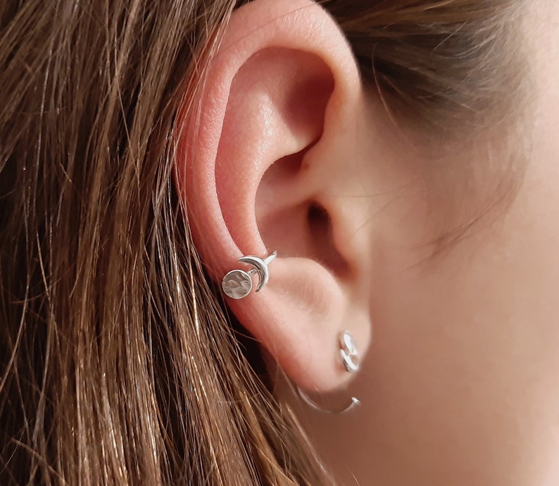 Moon Ear Cuff, Conch Piercing, Celestial Conch Hoop , Ear Cuff no Piercing, Fake Conch Piercing Ear Cuff image 2