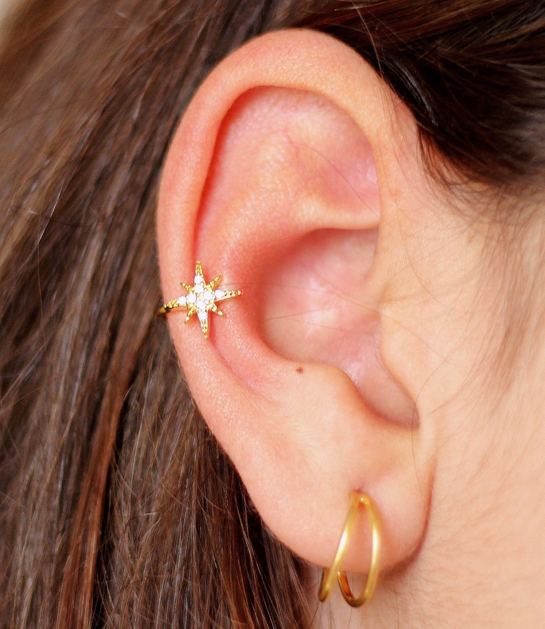 Starburst Ear Cuff Ear Cuff No Piercing Gold Ear Cuffs for Etsy