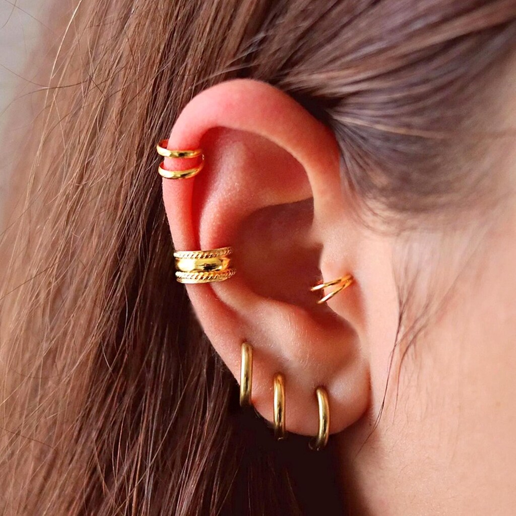 Orecchini A Polsino Boho In Oro - Ear Cuff Largo Finto Helix, Non Piercing, Vintage E Minimal