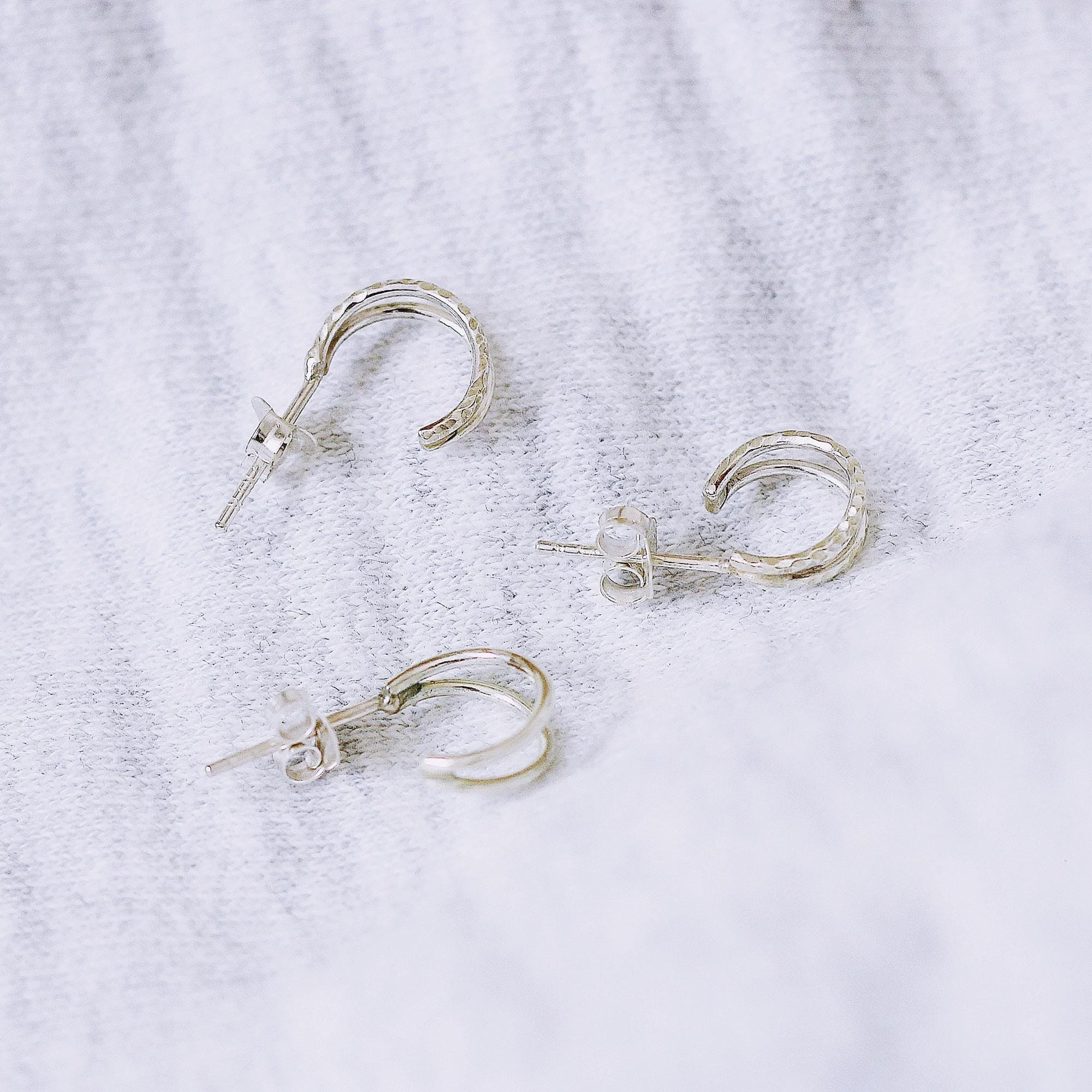 Dochais Orecchini Oro Doppio Cerchio Argento 925 Con Zirconi 14K Small Hoop Earrings Ipoallergenico Piccoli per Donna Ragazze Uomo