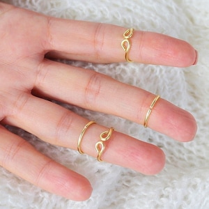 4 Gold Knuckle Ring Set, Above the Knuckle Rings, Stacking Midi Ring, Rings, Mid Knuckle Ring, Gold Ring, Gold Stacking Rings, Simple Rings image 3