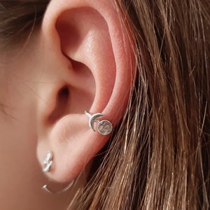 Moon Ear Cuff, Conch Piercing, Celestial Conch Hoop , Ear Cuff no Piercing, Fake Conch Piercing Ear Cuff image 4