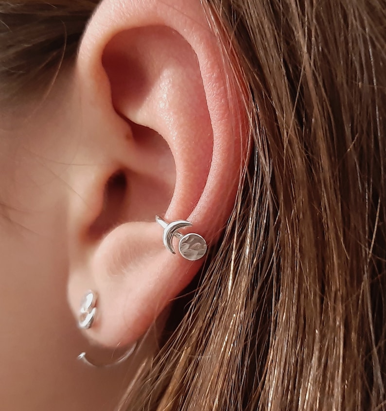 Moon Ear Cuff, Conch Piercing, Celestial Conch Hoop , Ear Cuff no Piercing, Fake Conch Piercing Ear Cuff image 4