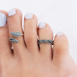 Braided Toe Ring, Bohemian Toe Rings, Sterling Silver Toe Ring, Adjustable Toe Ring, Toe Rings for Women image 5