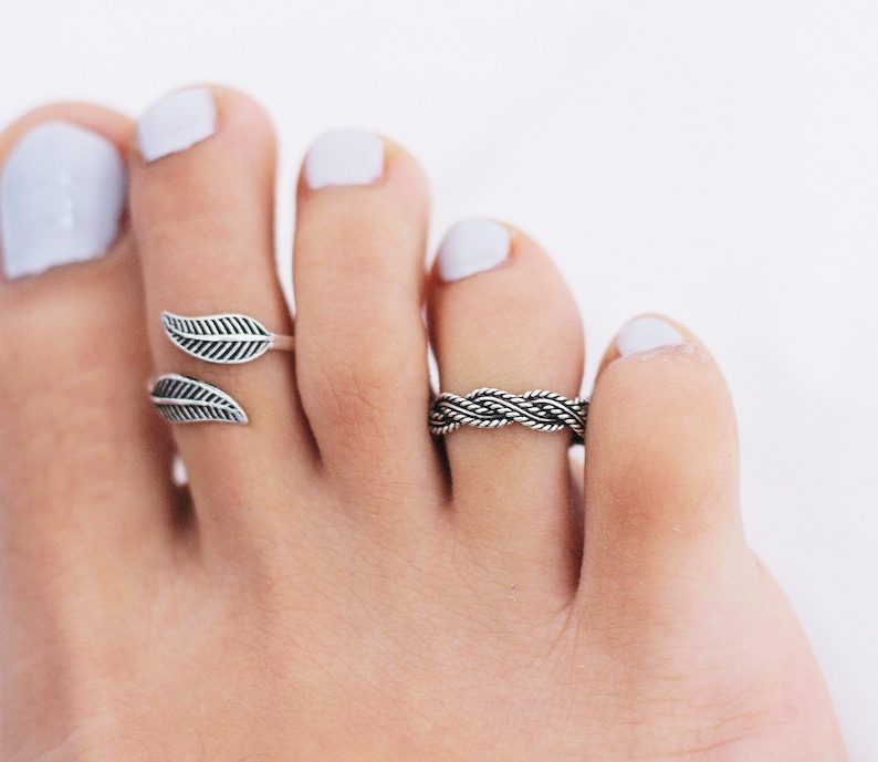 Leafs Dainty Toe Ring, Sterling Silver Toe Ring, Adjustable Toe Ring, Toe Rings for Women image 7