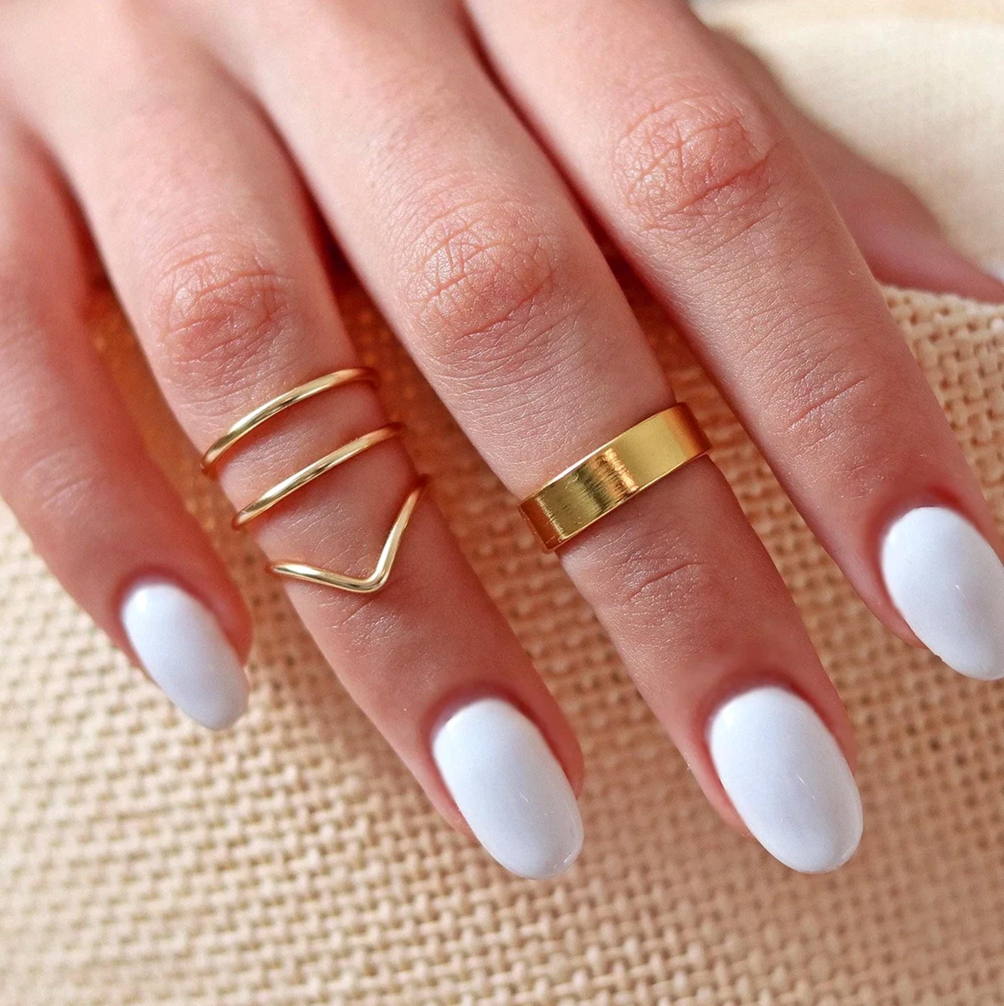 Anelli Impilabili ALEXCRAFT Acciaio Inox | Placcati Oro 14K | Misure 7-24 | Set 8 Pezzi - Foto 3